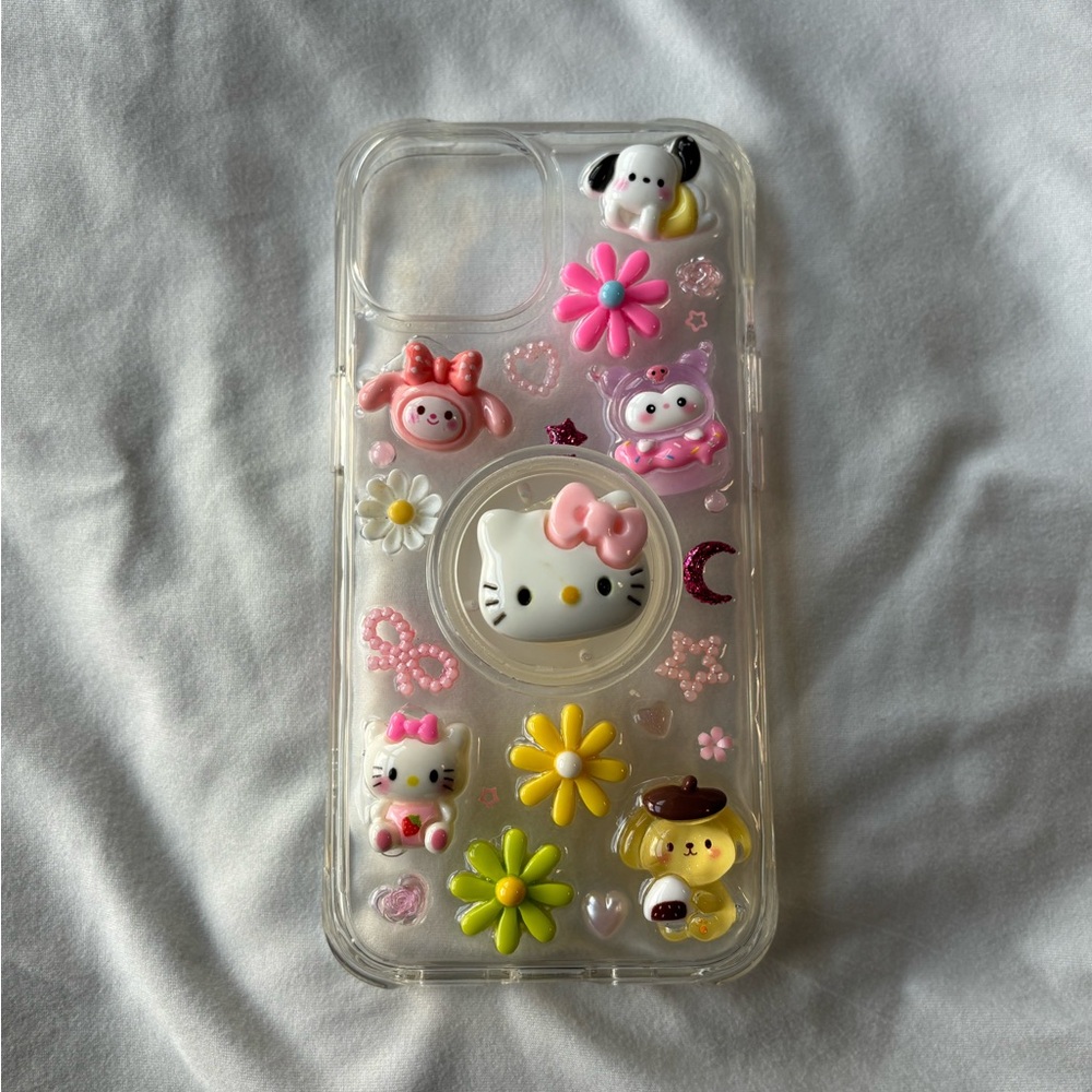 Sanrio Decorative Phone Case with Cute Characters with pop socket